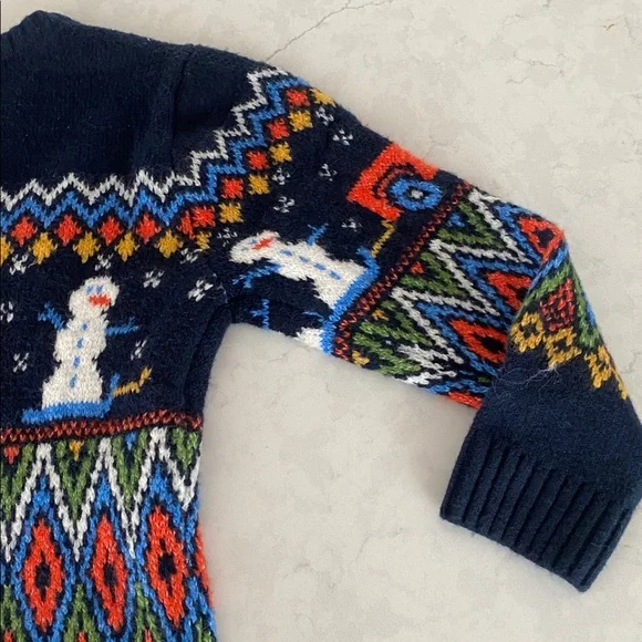 Old Navy Kids' SUPER SOFT Size 4T Festive Sweater truck/Snowman print crew neck - Picture 6 of 12